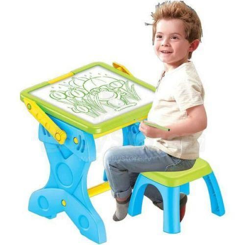 Bureau et Chaise pour Enfant 2-en-1 - Table d'Apprentissage et Chevalet de Dessin Lumineux avec Accessoires