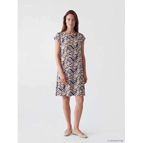 Robe Évasée À Motifs À Col Rond