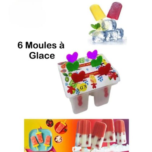 Moule à glace en silicone avec 6 compartiments