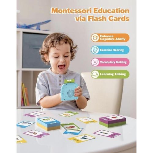 Jouet Éducatif de Lecture Audio - Machine à Cartes Flash Parlantes pour Enfants - 510 Mots Arabe/Anglais - Rechargeable & Portable