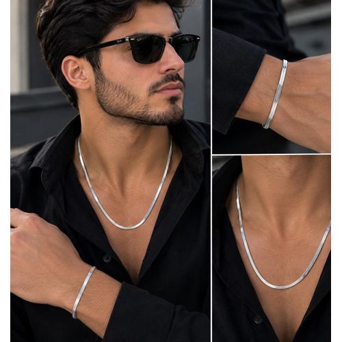 Ensemble Collier & Bracelet Homme – acier inoxydable