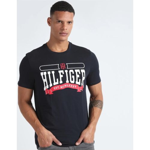 Embroidered Flag Logo T-Shirt Noir