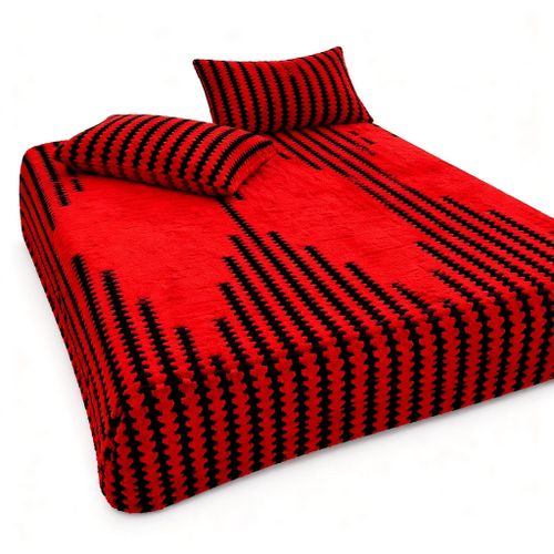 Drap Housse en Velours 200x160x25cm et 2 taie 70x50 cm d'oreiller Confortable