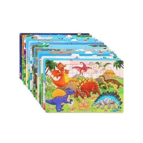 Pack 5 Puzzle 3d en bois pour enfants - dinosaures animaux et plus
