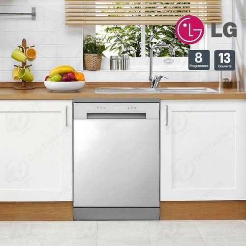 Lave-vaisselle 13 Couverts 8 Programmes Écran LED, Acier Inoxydable Anti-Traces, DFC811FL