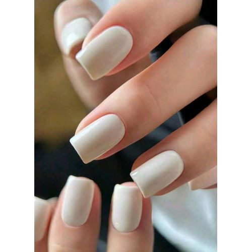24 Faux ongles blancs en acrylique, forme carre ovale et très élégante, convient au porte quotidien et aux évènements