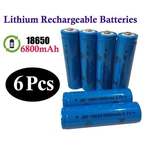 Lot de 6 Piles Rechargeables JBF 18650 – 6800mAh 3.7V - Batteries rechargeables lithium – Haute Performance
