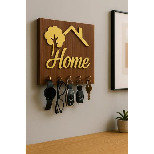 Porte-Clés Mural Design “ HOME & ARBRE ” – Support à Clés Décoratif – Organisateur d’Entrée Moderne & Élégant