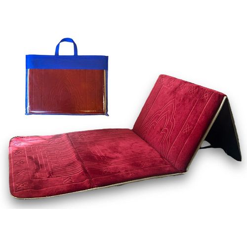 Tapis de prière pliable Tawakul avec soutien dorsal, rembourré pour plus de confort, avec sac de transport idéal pour les voyages et les prières (Vert foncé).