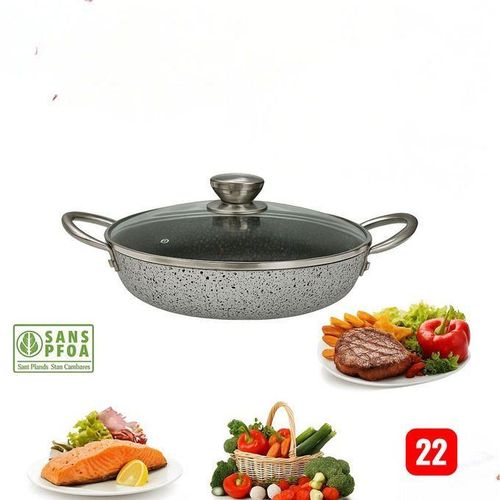 Poêle antiadhésive 22cm avec couvercle en verre Cuisson saine et rapide