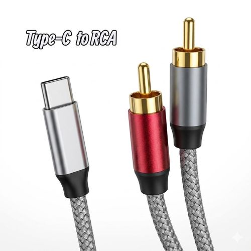 Câble audio USB Type-C vers RCA avec DAC Hi-Fi intégré.