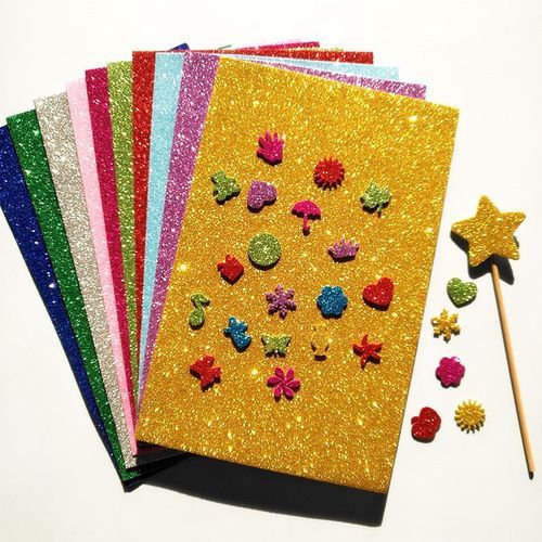 LOT DE 10 FEUILLES PAPIER MOUSSE BRILLANTS AUTOCOLLANT A4