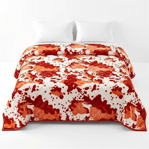 Couverture D'hiver Polaire (manta) orange et Blanc 240x220 cm 3 kg Chaude, Douce et Moelleuse Pour Lit 2 Places