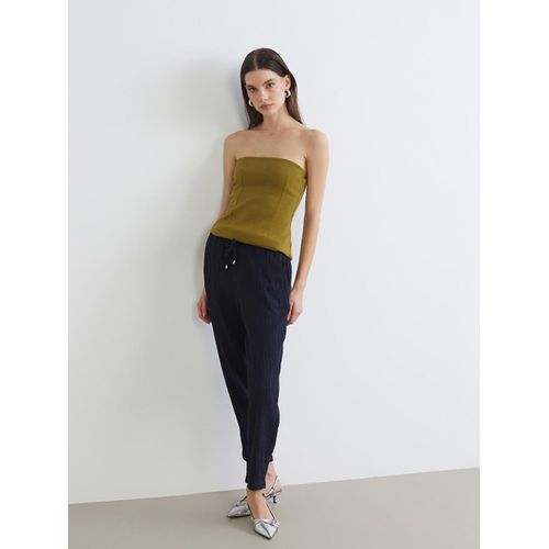 Pantalon Femme à Taille Élastiquée Coupe Carotte