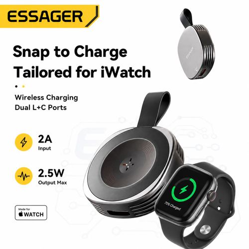 Chargeur Sans Fil Magnétique ES-WC13 Portable pour Apple Watch – USB-C & Lightning