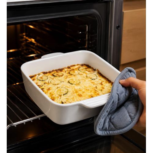 Plat à Four en Céramique Blanche avec Poignées – Idéal pour Gratins, Lasagnes et Pâtisseries