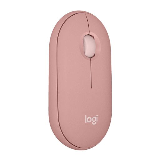 Pebble Mouse 2 M350s fine sans fil Bluetooth, portable, légère, boutons personnalisables, clics discrets, Easy-Switch Windows/macOS/iPadOS/Android/ChromeOS - Rose