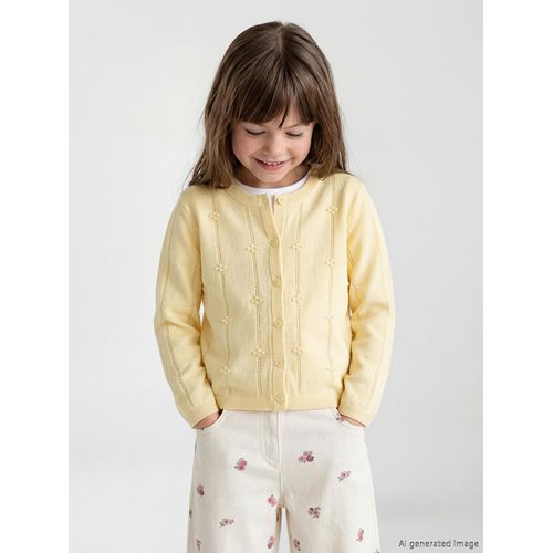 Cardigan en maille à col rond pour filles