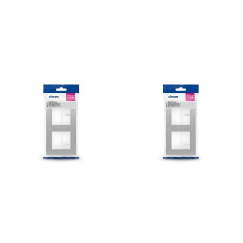 Plaque Double - Aluminium - Cadre d'interrupteur - Gris - Lot de 2