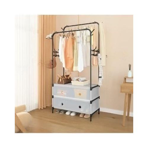 Portant à Vêtements Multifonction avec Rangement – Grande Capacité