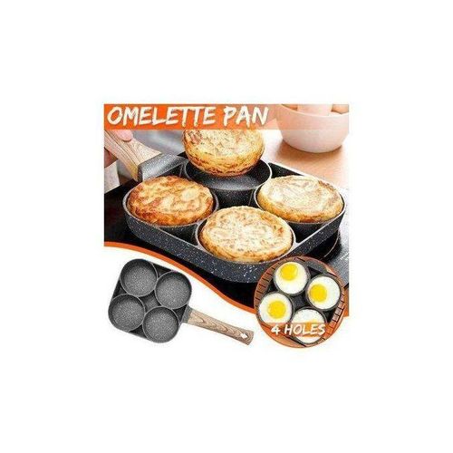 Poêle à omelette à 4 trous marmite épaissie casseroles de cuisson pour crêpes aux œufs et steak