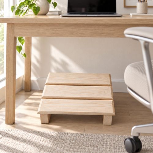 Repose-Pieds en Bois Massif sous Bureau – Support Incliné Ergonomique pour Améliorer la Position des Pieds et des Jambes pendant les Longues Sessions de Travail