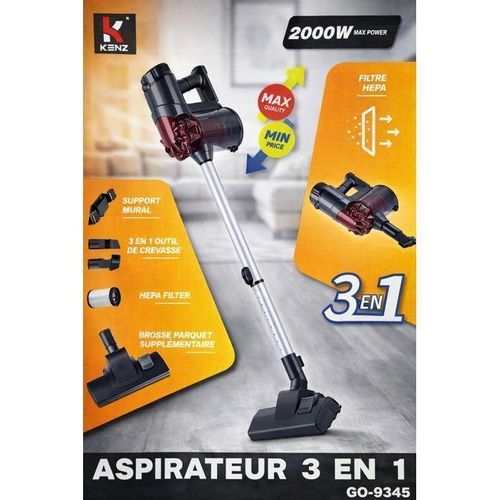 Offre RamadanKenz Aspirateur À Fil 3 en 1 À Main Sans Sac Cyclonique 2000w