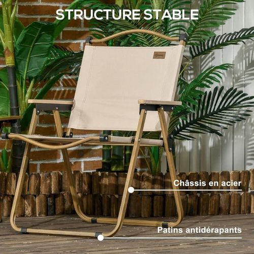 Beige Chaise de Camping Pliable, Tissu imperméable pour la pêche Pique-Nique