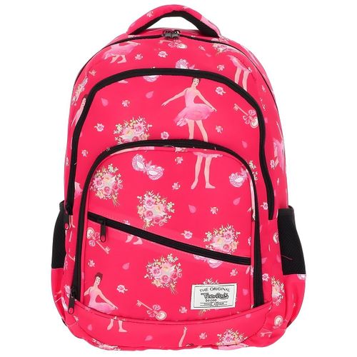 Sac à dos scolaire - 3 compartiments motif Ballerine - Pour filles - Rose