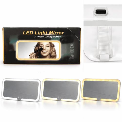 Miroir de Maquillage LED avec Éclairage Intégré – 3 Niveaux de Lumière – Recharge USB-C – Portable & Pliable – Idéal Voiture et Maison