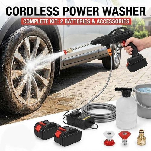 Pistolet Nettoyeur Haute Pression Sans Fil 48V – Double Batterie Rechargeable – Pulvérisateur Eau Portable pour Voiture, Moto, Jardin et Maison
