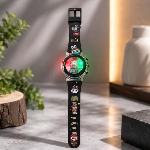 Montre Enfant LED Musicale – Affichage Digital avec Bracelet Silicone Noir