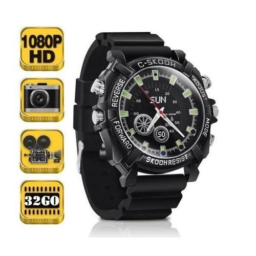 Montre caméra Sport anti-choc étanche vidéo HD 1080P 8Go avec IR invisible