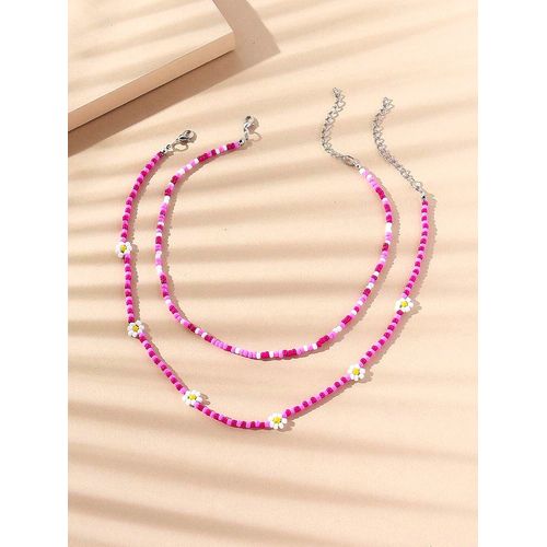 Pack de 2 Colliers flower beads PINK