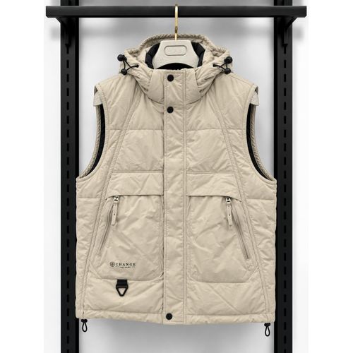 Veste Homme Hiver Matelassée Noire à Capuche – Fermeture Zippée et Boutons – Poches Zippées – Style Casual