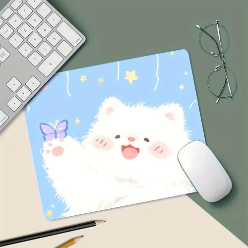 Tapis de Souris en Caoutchouc CAT avec Ballons Mignons, Base Antidérapante, Idéal pour Bureau, Étude et Jeu, Portable et Durable, Tapis de Bureau