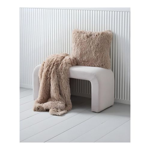 Coussin Décoratif 45x45cm Taupe Doux Poil Long Salon & Chambre