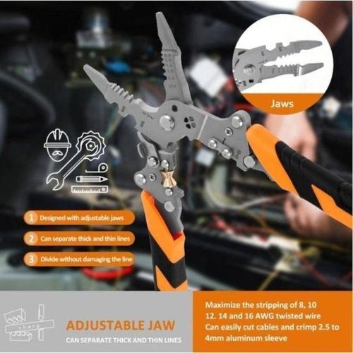 Pince Dnuder et Sertir Multifonction Professionnelle - Outil de Coupe-Cble Rglable pour Travaux lectriques