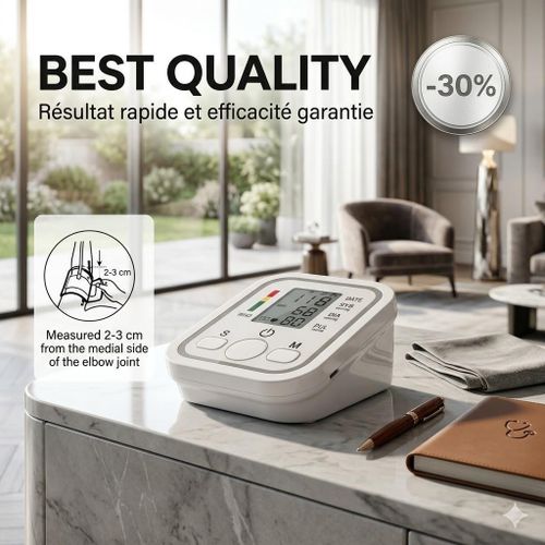Mesureur électronique de pression artérielle Tensiomètre Jauge Pression de bras avec fonction de mémoire