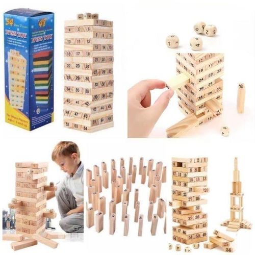 Ensemble de Blocs en Bois 54 Pièces – Construction de Train, Jouets en Bois Unisexe de Haute Qualité.