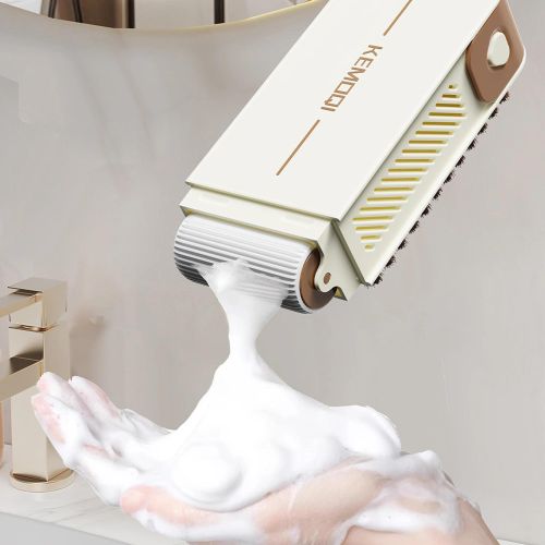 Boîte de rangement multifonctionnelle pour savon moussant (1 pièce), boîte à savon haute élasticité, portable et créative, mains libres, avec brosse et rouleau, boîte de rangement antidérapante pour savon avec égouttoir.