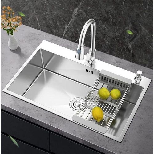 Evier lavabo de cuisine 60 x 45 cm, En inox 304, Haute Qualité