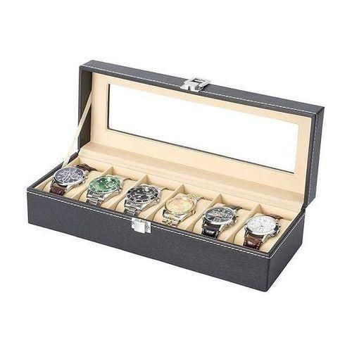 Boîte à Montres Élégance Noire – 6 Compartiments
