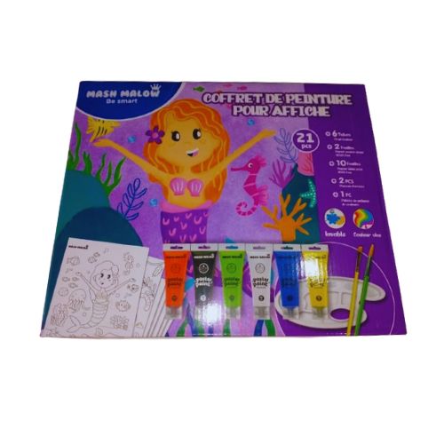 Coffret de peinture pour les enfants 10 feuilles pour dessiner et 2 pour colorier