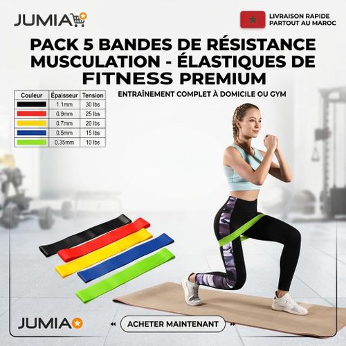 Kit 5 Élastiques Fitness et Musculation - Bandes de Résistance Fessiers, Pilates & Gym