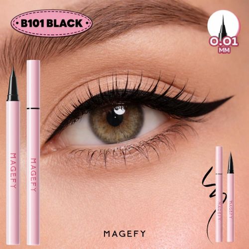 Eyeliner Liquide Waterproof B101 – Pointe Ultra-Fine 0,01 mm, Noir Intense, Longue Tenue – Black