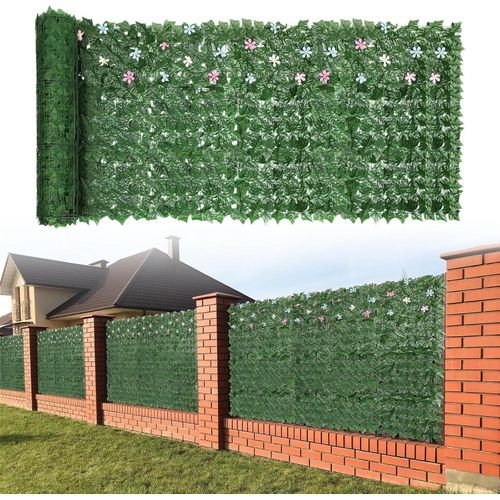 Clôture de lierre artificiel 3mX1m, couverture de confidentialité, fausses feuilles de vigne, décoration murale pour terrasse extérieure, balcon, appartement, arrière-cour, terrasse, jardin