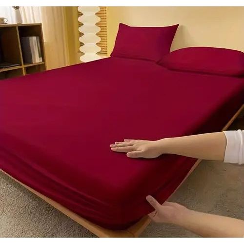 ملاءة سرير حمراء مع شريط قطن 100 + 2 كيس وسادة 160x200 سم