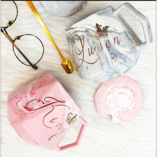 2 Tasses à café en céramique king Queen Coffret cadeau de mariage pour mariée et marié - Matching His Hers Cups - Parfait pour lanniversairemugs mariagegift cadeau pour femme