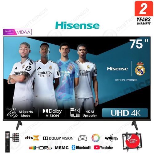 75 Smart Tv 4K Ultra HD Système Vidaa Série A6NT Dolby Vision, Durant 2 Ans Garantie, 75A6N